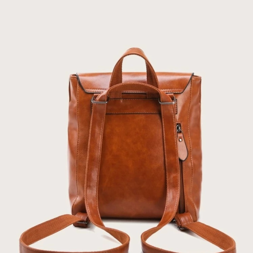 Cognac Brown Backpack Purse - Picture 6 of 10